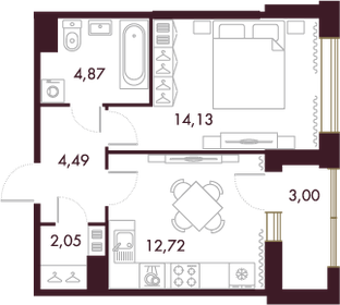 Квартира 39,3 м², 1-комнатная - изображение 1