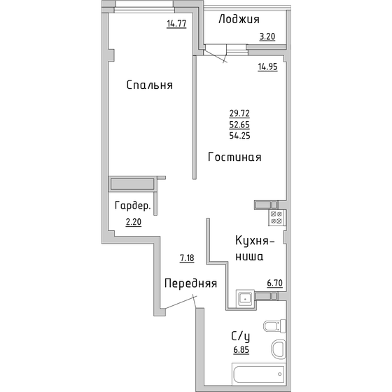 54 м², 2-комнатная квартира 4 536 000 ₽ - изображение 51