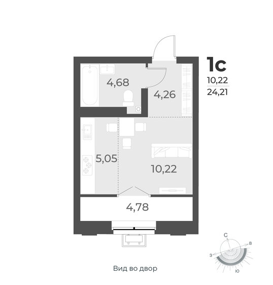 24,2 м², квартира-студия 4 200 000 ₽ - изображение 1