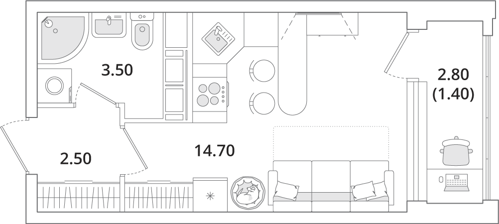 22,1 м², квартира-студия 6 055 461 ₽ - изображение 25