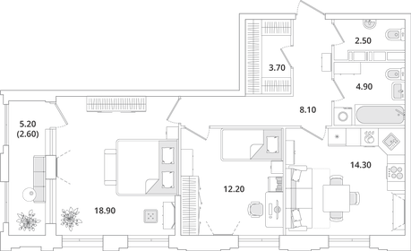 67,2 м², 2-комнатная квартира 15 459 409 ₽ - изображение 1