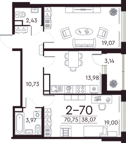 70,7 м², 2-комнатная квартира 30 593 000 ₽ - изображение 64