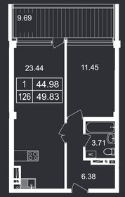 Квартира 49,8 м², 1-комнатные - изображение 1