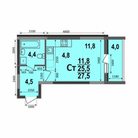 Квартира 27,5 м², студия - изображение 1