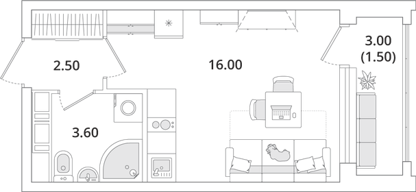 22,9 м², квартира-студия 5 529 700 ₽ - изображение 29