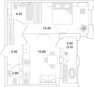 42,3 м², 1-комнатная квартира 10 000 000 ₽ - изображение 135