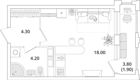 27,5 м², квартира-студия 7 144 287 ₽ - изображение 71