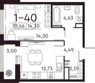 40 м², 1-комнатная квартира 17 405 000 ₽ - изображение 95