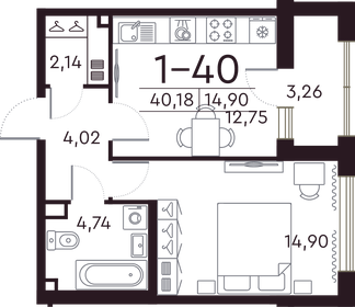 40,3 м², 1-комнатная квартира 20 800 000 ₽ - изображение 86