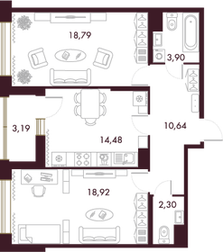 70,6 м², 2-комнатная квартира 31 076 908 ₽ - изображение 26