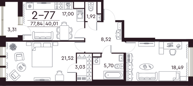 85,4 м², 2-комнатная квартира 36 705 000 ₽ - изображение 1