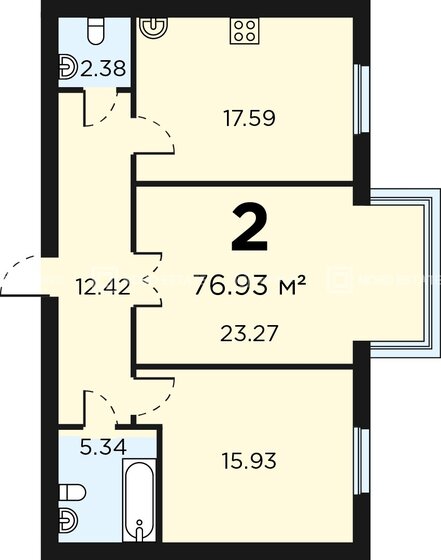 76,8 м², 2-комнатная квартира 28 308 480 ₽ - изображение 1