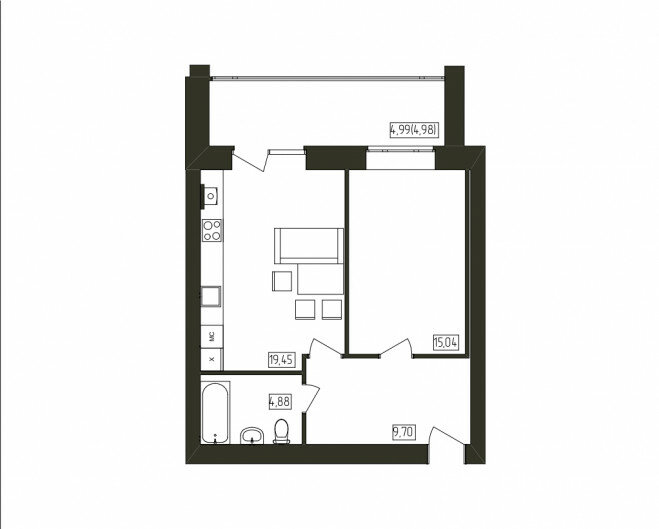 55 м², 1-комнатная квартира 4 224 445 ₽ - изображение 1
