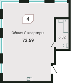 Квартира 73,6 м², студия - изображение 1