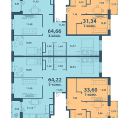 Квартира 64,3 м², 2-комнатная - изображение 2