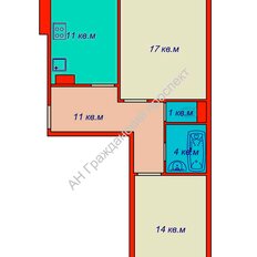 Квартира 58,6 м², 2-комнатная - изображение 2