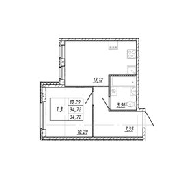 Квартира 34,7 м², 1-комнатная - изображение 1