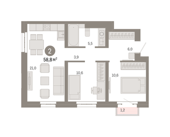 58,6 м², 3-комнатная квартира 20 297 868 ₽ - изображение 16