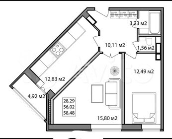58 м², 2-комнатная квартира 5 899 900 ₽ - изображение 44