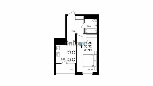 Квартира 36,6 м², 1-комнатная - изображение 1