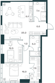 Квартира 89,9 м², 3-комнатная - изображение 1