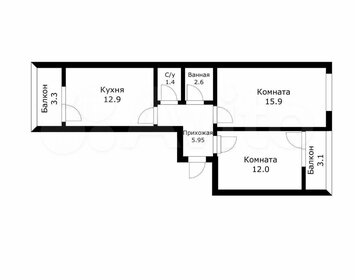 Квартира 55 м², 2-комнатная - изображение 1