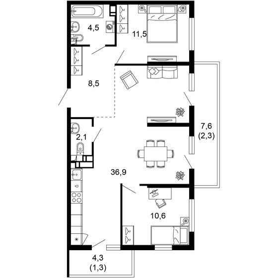 77,7 м², 2-комнатная квартира 28 531 440 ₽ - изображение 1