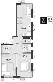 72,8 м², 2-комнатная квартира 11 500 000 ₽ - изображение 56