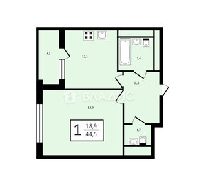 Квартира 44,5 м², 1-комнатная - изображение 1