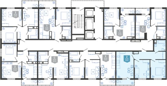 Квартира 59,5 м², 2-комнатная - изображение 2