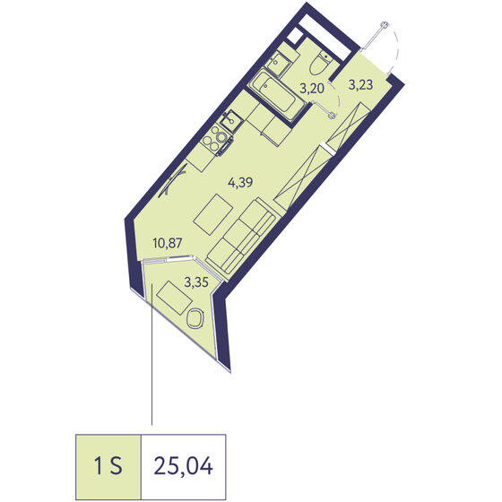 25 м², 1-комнатная квартира 10 767 200 ₽ - изображение 1