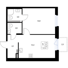 Квартира 40,8 м², 2-комнатная - изображение 2