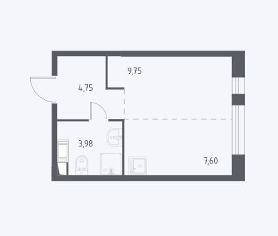 26,1 м², квартира-студия 6 450 000 ₽ - изображение 1