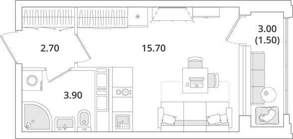 21,2 м², квартира-студия 6 800 000 ₽ - изображение 106