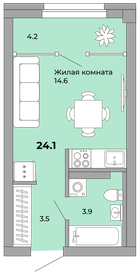 Квартира 24,1 м², студия - изображение 1