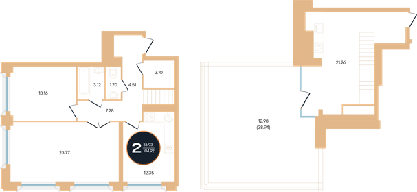 117,6 м², 2-комнатная квартира 39 984 000 ₽ - изображение 4