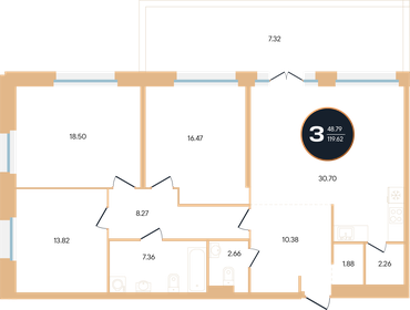 Квартира 119,6 м², 3-комнатная - изображение 1