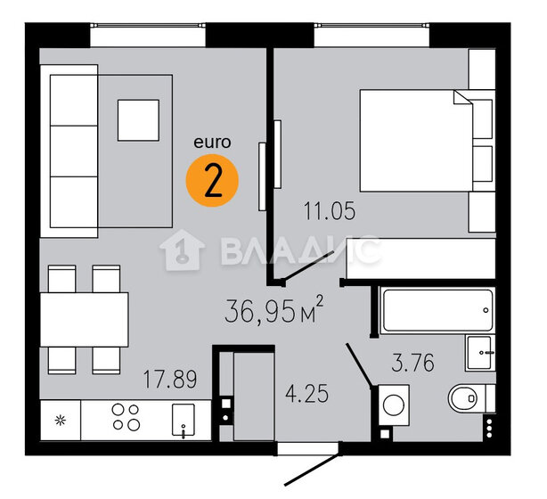 37 м², 1-комнатная квартира 4 930 000 ₽ - изображение 46