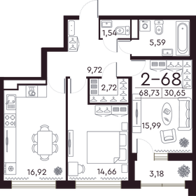 70 м², 2-комнатная квартира 35 900 000 ₽ - изображение 151