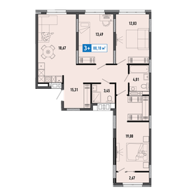 Квартира 88,2 м², 3-комнатная - изображение 1