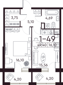 58,2 м², 1-комнатная квартира 24 450 000 ₽ - изображение 31