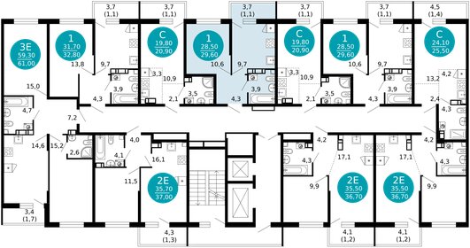 52 м², 2-комнатная квартира 30 000 ₽ в месяц - изображение 95