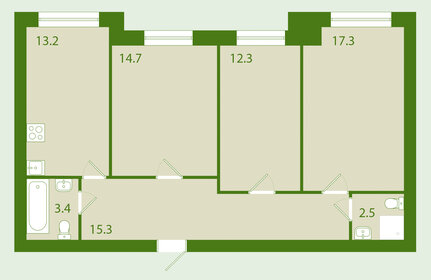 Квартира 79 м², 3-комнатная - изображение 1