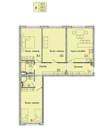 Квартира 100,2 м², 3-комнатная - изображение 1