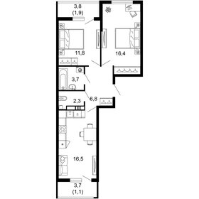 Квартира 60,5 м², 2-комнатная - изображение 1