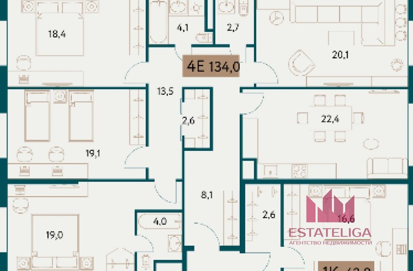 134 м², 4-комнатная квартира 68 000 000 ₽ - изображение 1