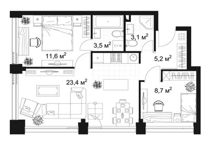 59 м², 2-комнатные апартаменты 73 125 000 ₽ - изображение 102