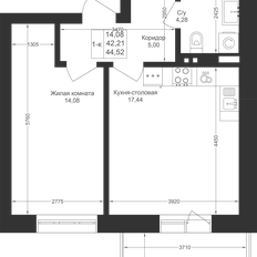 Квартира 44,5 м², 1-комнатная - изображение 2