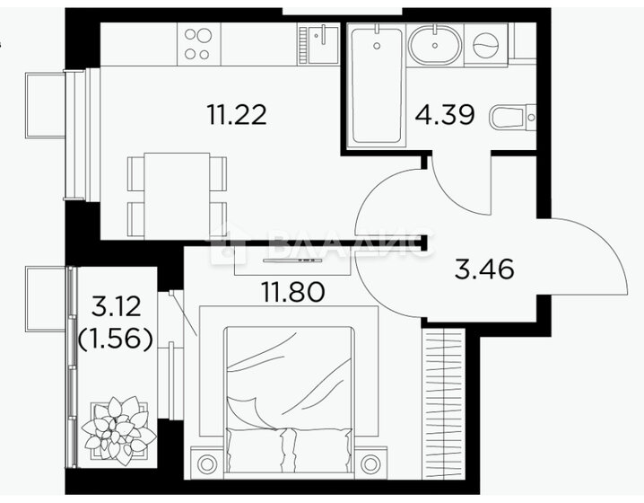 31,6 м², 1-комнатная квартира 6 050 000 ₽ - изображение 49