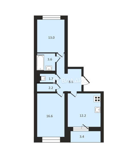 59,5 м², 2-комнатная квартира 13 299 000 ₽ - изображение 25